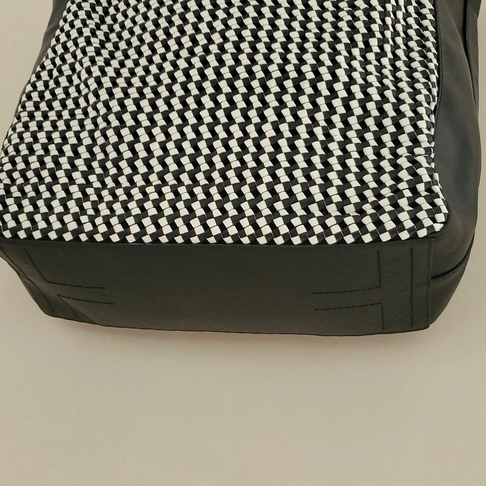 Tory Burch Erica Hobo Bag in Black and White Woven Leather